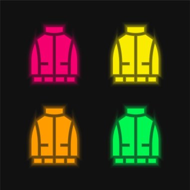 Anorak dört renk parlayan neon vektör simgesi