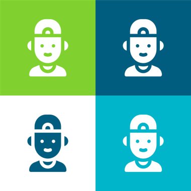 Oğlan Düz 4 renk en küçük simge seti