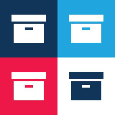 Kutu mavi ve kırmızı dört renk minimal simge kümesi