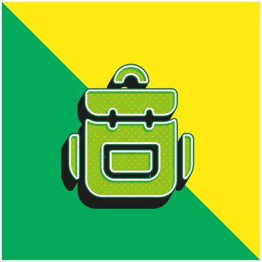 Sırt çantası yeşil ve sarı modern 3d vektör simgesi logosu