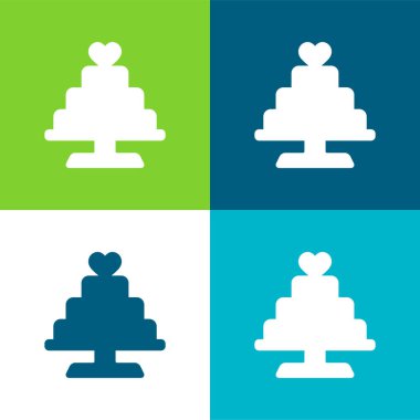 Doğum günü pastası Düz 4 renk en az simge seti