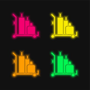 Havalimanı dört renk parlayan neon vektör simgesi