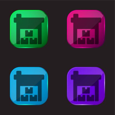 Boxes four color glass button icon clipart