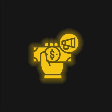 Sarı parlayan neon ikon reklamı