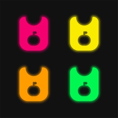Önlük dört renk parlayan neon vektör simgesi