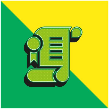 Anlaşma yeşil ve sarı modern 3d vektör simgesi logosu