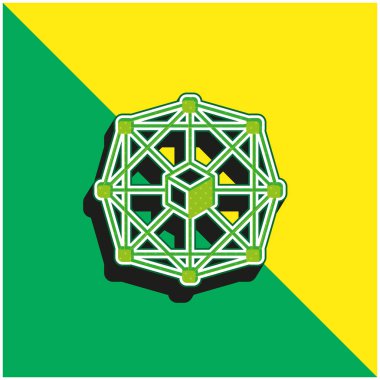 Blockchain Green and yellow modern 3d vector icon logo clipart