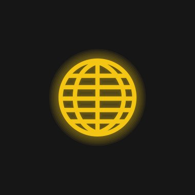 Büyük Küre Izgarası sarı parlayan neon simgesi