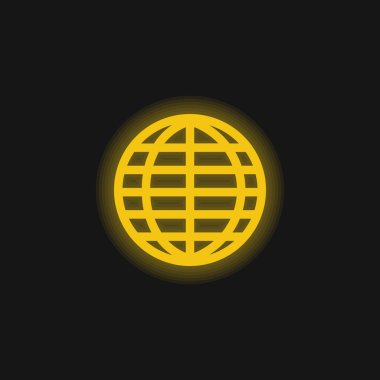 Büyük Küre Izgarası sarı parlayan neon simgesi