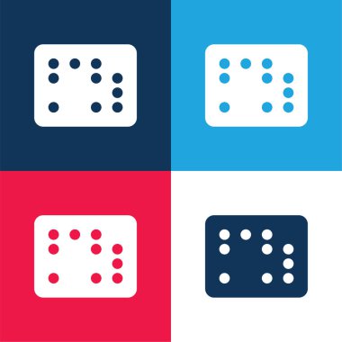 Braille mavi ve kırmızı dört renk minimal simge kümesi