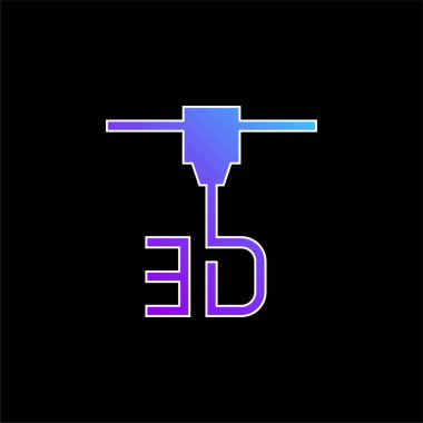 3d Yazıcı mavi eğimli vektör simgesi