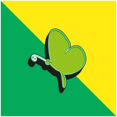 Siyah Kelebek Tarafı Görünümü Yeşil ve Sarı 3D vektör simgesi logosu