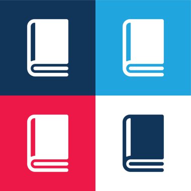 Kitap mavi ve kırmızı dört renk en küçük simge seti
