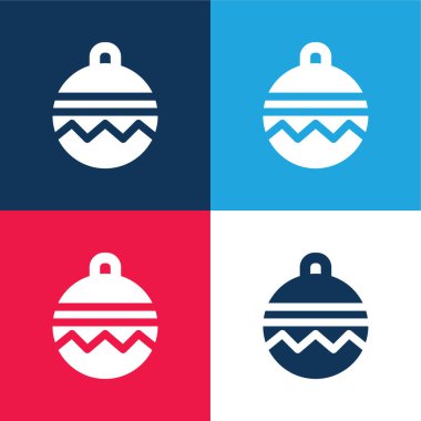 Bauble mavi ve kırmızı dört renk en düşük simge kümesi