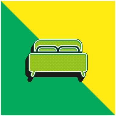 Yatak Yeşil ve Sarı Modern 3D vektör simgesi logosu