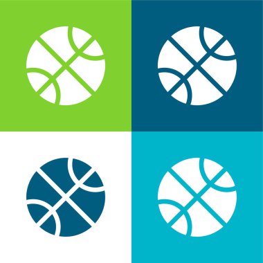 Basketbol Düz 4 renk minimal simge seti