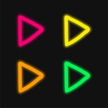 Ok Noktası El Çizimi Sağ Yönü Gösteren Dört Renkli Neon vektör simgesi