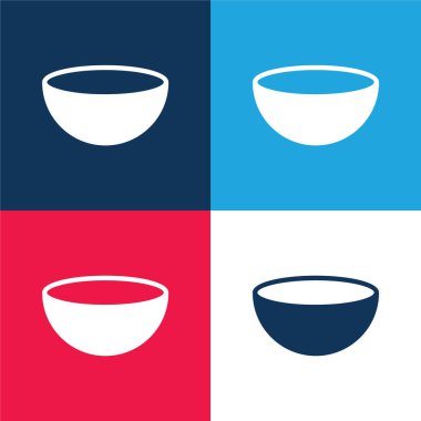 Kase mavi ve kırmızı dört renk minimal simge kümesi