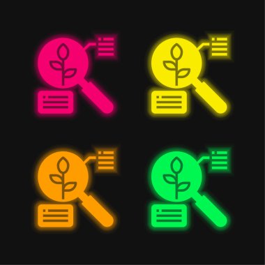 Parlayan dört renk neon vektör simgesini analiz et