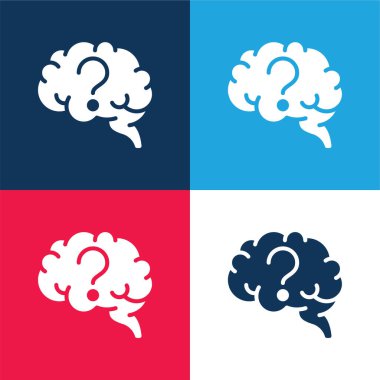 Beyin mavisi ve kırmızı dört renk minimal simge kümesi