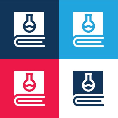 Book blue and red four color minimal icon set