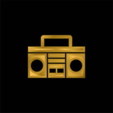Altın kaplı metal simge ya da logo vektörlü Boom Box