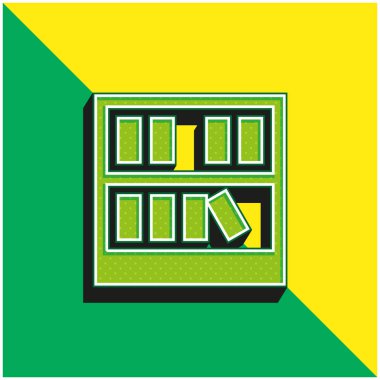 Kitap rafı Yeşil ve sarı 3d vektör simgesi logosu