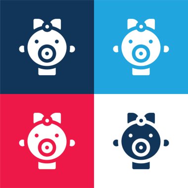 Bebek mavisi ve kırmızı dört renk simgesi seti