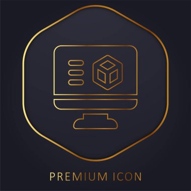 3d Yazılım Altın Satır prim logosu veya simgesi