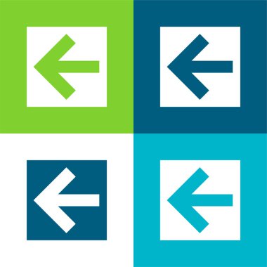 Geri Sol Ok Kare Düğmesinde Düz Dört Renk minimal simgesi