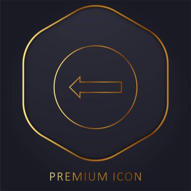 Bir Dairede Sola Gösteren Ok Altın Çizgi prim logosu veya simgesi