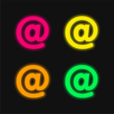Parlayan dört renk neon vektör simgesinde