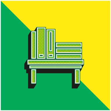 Kitap rafı Yeşil ve sarı 3d vektör simgesi logosu