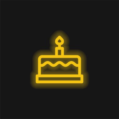 Doğum günü pastası sarı parlak neon simgesi