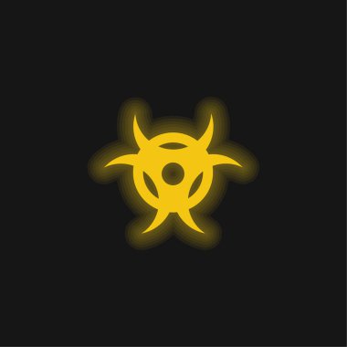 Biyolojik tehlike sarı parlayan neon simgesi
