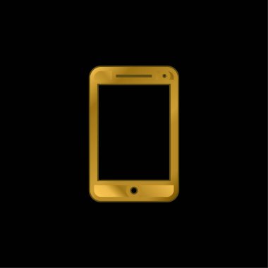 Büyük Ekran Akıllı Telefon altın kaplama metalik simge veya logo vektörü