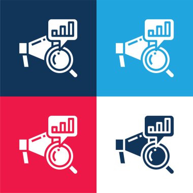 Analiz mavi ve kırmızı dört renk minimal simgesi kümesi