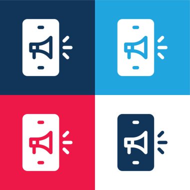 Reklam mavi ve kırmızı dört renk minimal simgesi seti