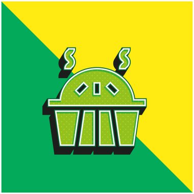 Apple Pie Green ve sarı 3D modern vektör simgesi logosu