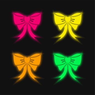 Dört renk parlayan neon vektör simgesi