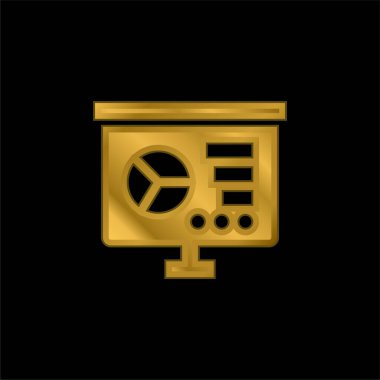 Analitik altın kaplama metalik simge veya logo vektörü