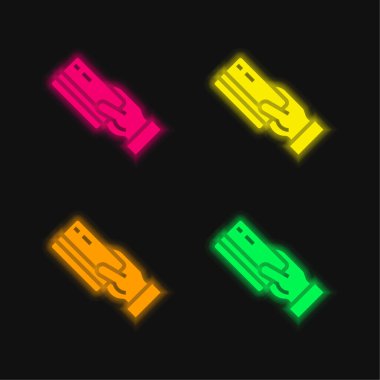 ATM 4 renk neon vektör simgesi