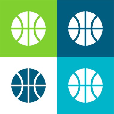Basketbol Oyunu Düz 4 renk minimal simgesi seti