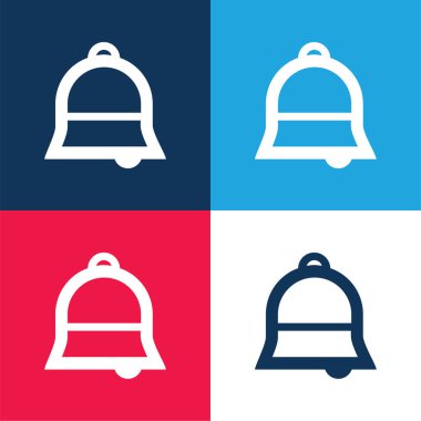 Zil mavi ve kırmızı dört renk minimal simge kümesi