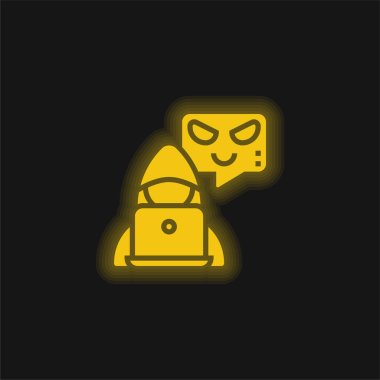 Botnet sarı parlayan neon simgesi