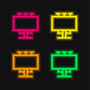 Billboard dört renk parlayan neon vektör simgesi