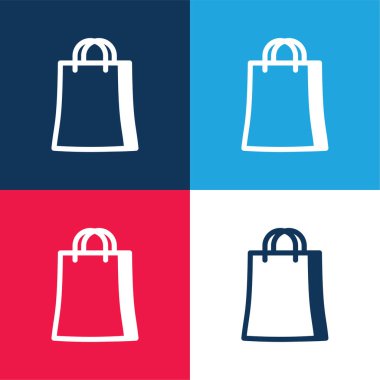 Büyük Alışveriş Torbası mavi ve kırmızı En az dört renk simgesi