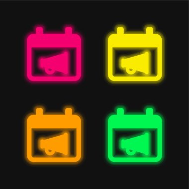 Dört renk parlayan neon vektör simgesi tanıtılıyor