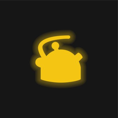 Boiler Silhouette yellow glowing neon icon clipart