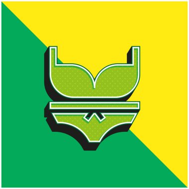 Bikini Yeşil ve sarı modern 3d vektör simgesi logosu